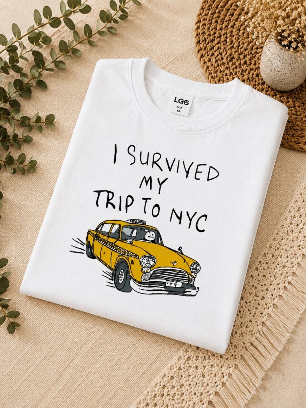 Men's I Survived My Trip to NYC Graphic T-Shirt Funny New York Taxi Tee S-XL